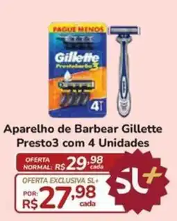 Super Luna Aparelho de Barbear Gillette Presto3 com 4 Unidades oferta