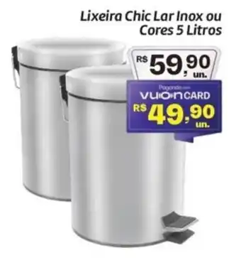 Lixeira Chic Lar Inox ou Cores