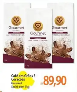 Atacadão Café em Grãos 3 Corações Gourmet Sachê oferta