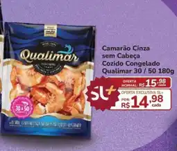 Super Luna Camarão Cinza sem Cabeça Cozido Congelado Qualimar 30/50 180g oferta