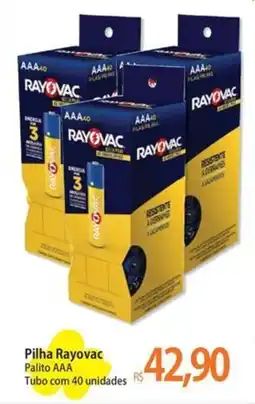 Atacadão Pilha Rayovac Palito AAA Tubo com 40 unidades oferta