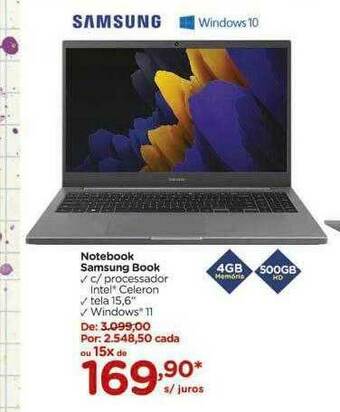 Carrefour Notebook Samsung Book oferta