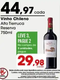 Zaffari Vinho Chileno Alto Tierruca Reserva oferta