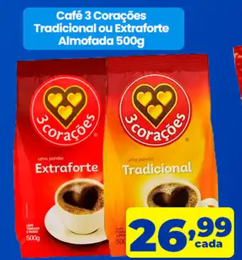 Café 3 Corações Tradicional ou Extraforte Almofada