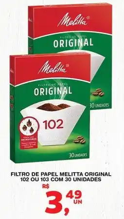 Roldão Filtro de papel melitta original 102 ou 103 com 30 unidades oferta