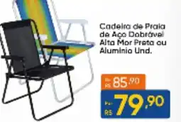 Atacado Vem Cadeira de Praia de Aço Dobrável Alta Mor Preta ou Aluminio Und. oferta