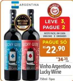 Supermercados Condor Vinho Argentino Lucky Wine oferta