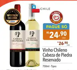 Supermercados Condor Vinho Chileno Cabeza de Piedra Reservado oferta
