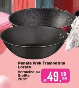 Supermercados Mateus Panela Wok Tramontina Loreto Vermelha ou Grafite 28cm oferta