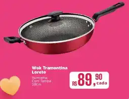 Supermercados Mateus Wok Tramontina Loreto Vermelha Com Tampa 28cm oferta