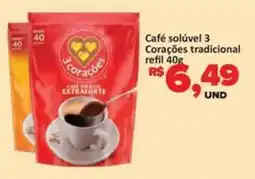 Paulistão Supermercados Café solúvel 3 Corações tradicional refil oferta