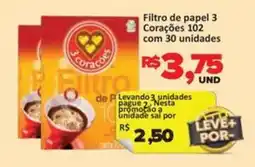 Paulistão Supermercados Filtro de papel 3 Corações 102 com 30 unidades oferta