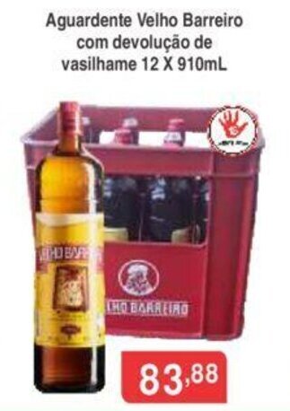 Calvo Atacadista Aguardente Velho Barreiro com devolucao devasilhame 12 x 910ml oferta