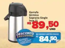 Paulistão Supermercados Garrafa térmica Soprano Single inox oferta