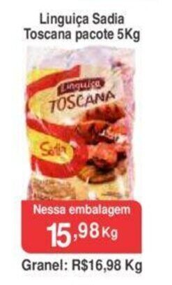 Calvo Atacadista Linguica Sadia Toscana pacote 5kg oferta