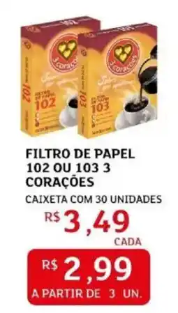Assaí Atacadista Filtro de papel 102 ou 103 3 corações oferta