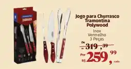 Supermercados Mateus Jogo para Churrasco Tramontina Polywood Inox Vermelho 3 Peças oferta