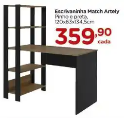 Carrefour Escrivaninha Match Artely Pinho e preta, 120x63x134,5cm oferta