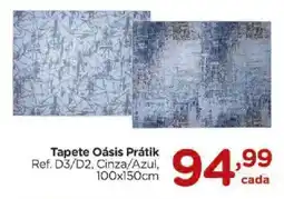 Carrefour Tapete Oásis Prátik Ref. D3/D2, Cinza/Azul, 100x150cm oferta