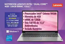 Lojas Cem Notebook lenovo intel® dual core™m 4gb 128gb emmc 15ijl7 oferta