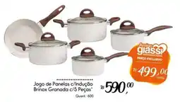Giassi Supermercados Jogo de Panelas c/Indução Brinox Granada c/5 Peças oferta