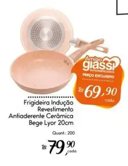 Giassi Supermercados Frigideira Indução Revestimento Antiaderente Cerâmica Bege Lyor 20cm oferta
