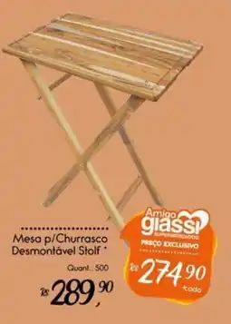 Giassi Supermercados Mesa p/Churrasco Desmontável Stolf oferta