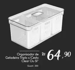 Giassi Supermercados Organizador de Geladeira Triplo c/Cesto Clear Ou oferta
