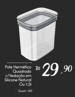 Giassi Supermercados Pote Hermético Quadrado c/Vedação em Silicone Natural Ou oferta