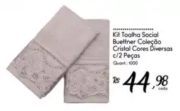 Giassi Supermercados Kit Toalha Social Buettner Coleção Cristal Cores Diversas c/2 Peças oferta