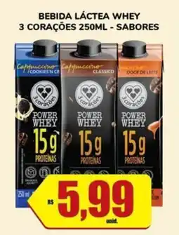 Costa Atacadão Bebida láctea whey 3 corações sabores oferta