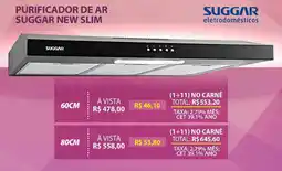 Lojas Cem Purificador de ar suggar new slim 60cm oferta