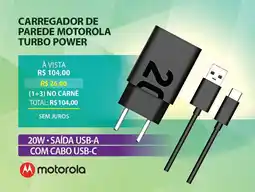 Lojas Cem Carregador de parede motorola turbo power oferta