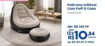 Poltrona Inflável Com Puff D'Casa