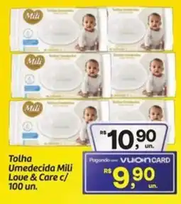 Fort Atacadista Tolha Umedecida Mili Love & Care c/ 100 un. oferta