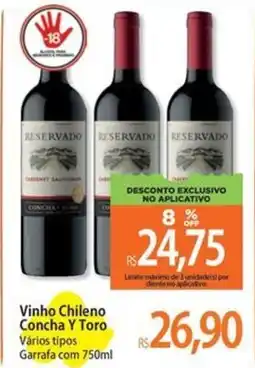 Atacadão Vinho Chileno Concha Y Toro Vários tipos Garrafa oferta