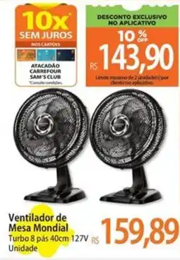Atacadão Ventilador de Mesa Mondial oferta