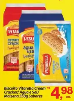 Fort Atacadista Biscoito Vitarella Cream Cracker/Agua e Sal/ Maizena Sabores oferta