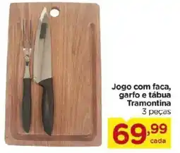 Carrefour Jogo com faca, garfo e tábua Tramontina 3 peças oferta