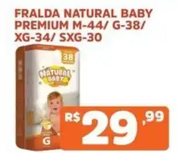 Supermercados Pague Menos Fralda natural baby premium m-44/ g-38/ xg-34/sxg-30 oferta