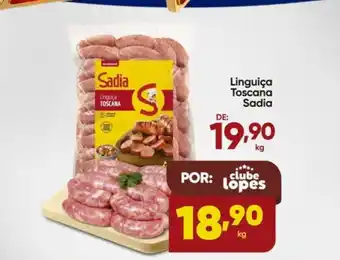 Lopes Supermercados Linguiça Toscana Sadia oferta