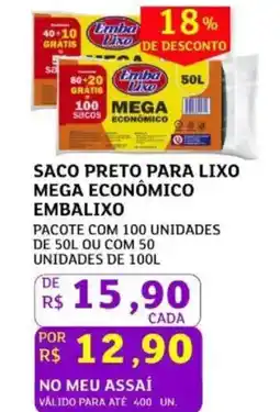 Assaí Atacadista Saco preto para lixo mega econômico embalixo oferta