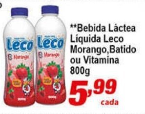 Bebida Lactea liquida Leco Morango, Batido ou Vitamina 800g