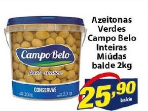 Azeitonas Verdes Campo Belo Inteira Miuda balde 2kg