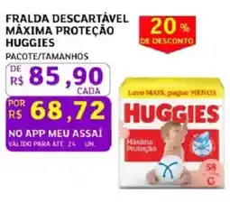 Assaí Atacadista Fralda descartável máxima proteção huggies oferta