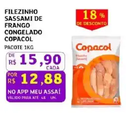Assaí Atacadista Filezinho sassami de frango congelado copacol pacote oferta