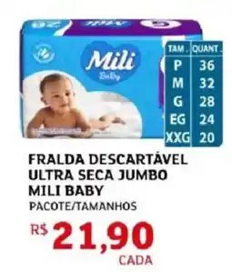 Assaí Atacadista Fralda descartável ultra seca jumbo mili baby pacote/tamanhos oferta