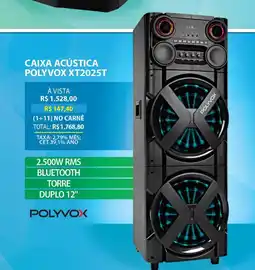 Lojas Cem Caixa acústica polyvox xt2025t oferta