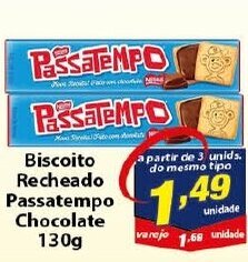 Vencedor Atacadista Biscoito Recheado Passatempo Chocolate 130g oferta