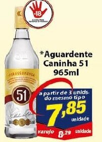 Vencedor Atacadista Aguardente Caninha 51 965ml oferta